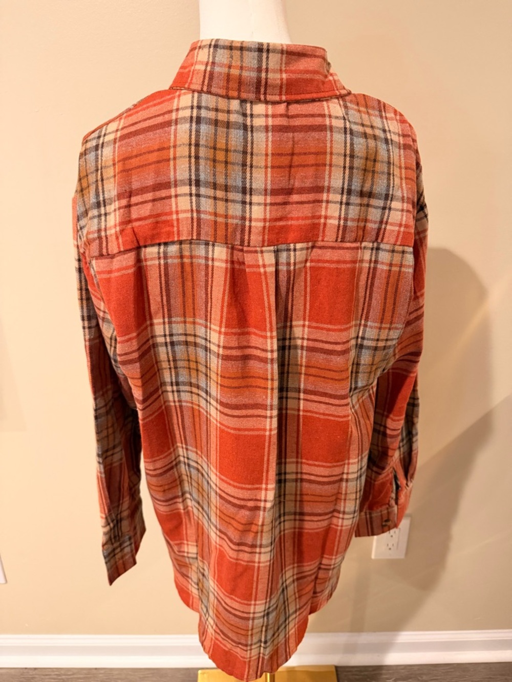 Kohl's Orange Plaid Button-Down Shirt - Picture 5 of 7